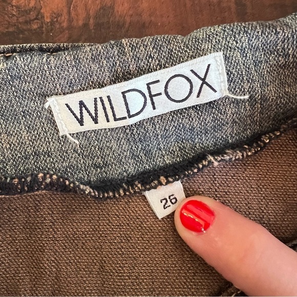 WILDFOX Denim Tie Dye Jean Mini Skirt Button Down Front Size 26 - Picture 5 of 8